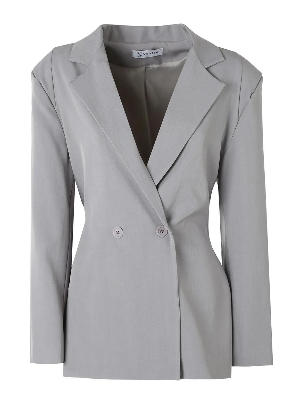 Vanita Blazer elegante da donna a doppiopetto con bottoni - grigio