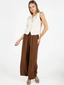 Vanita Gilet donna con dettagli sfrangiati - beige