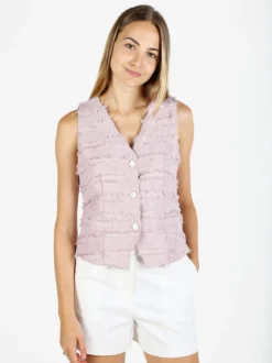 Vanita Gilet donna con dettagli sfrangiati - rosa