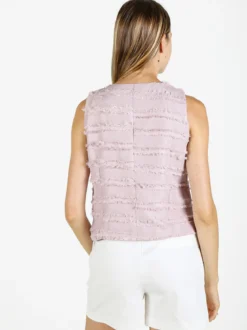 Vanita Gilet donna con dettagli sfrangiati - rosa