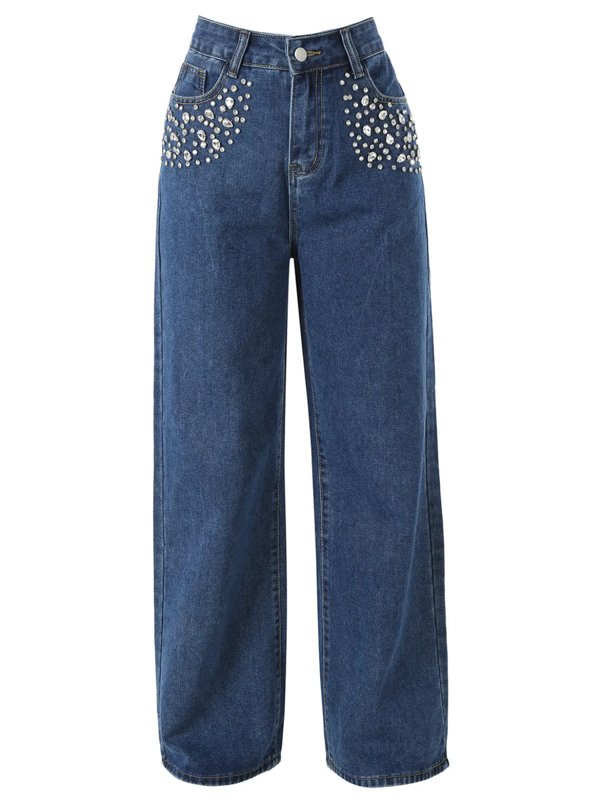 Vanita Jeans da donna a gamba larga con strass - jeans