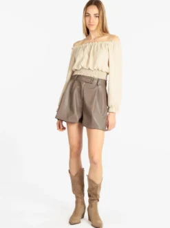 Vanita Shorts da donna in ecopelle
