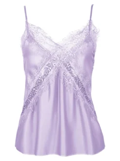 Vanita Top donna effetto raso con pizzo