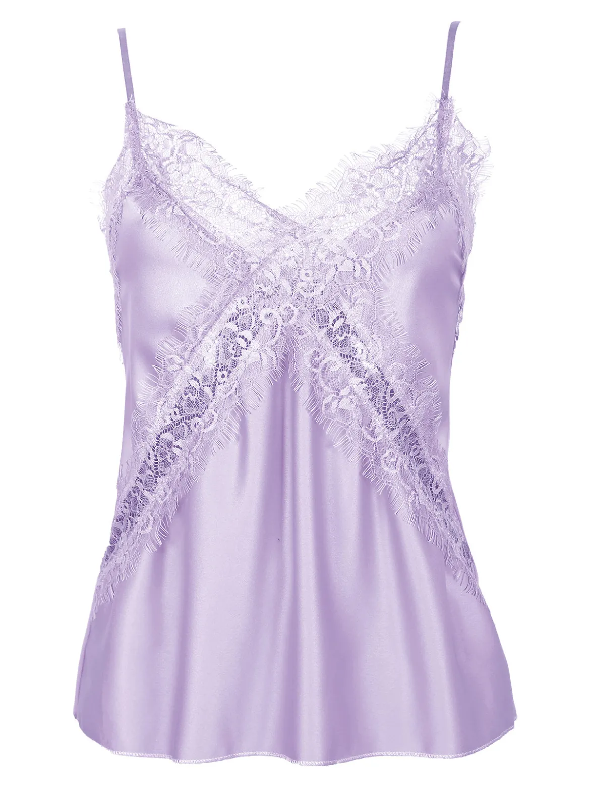 Vanita Top donna effetto raso con pizzo