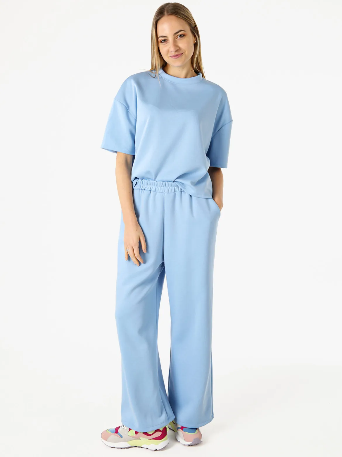 Vanita T-shirt donna oversize in felpa - azzurro