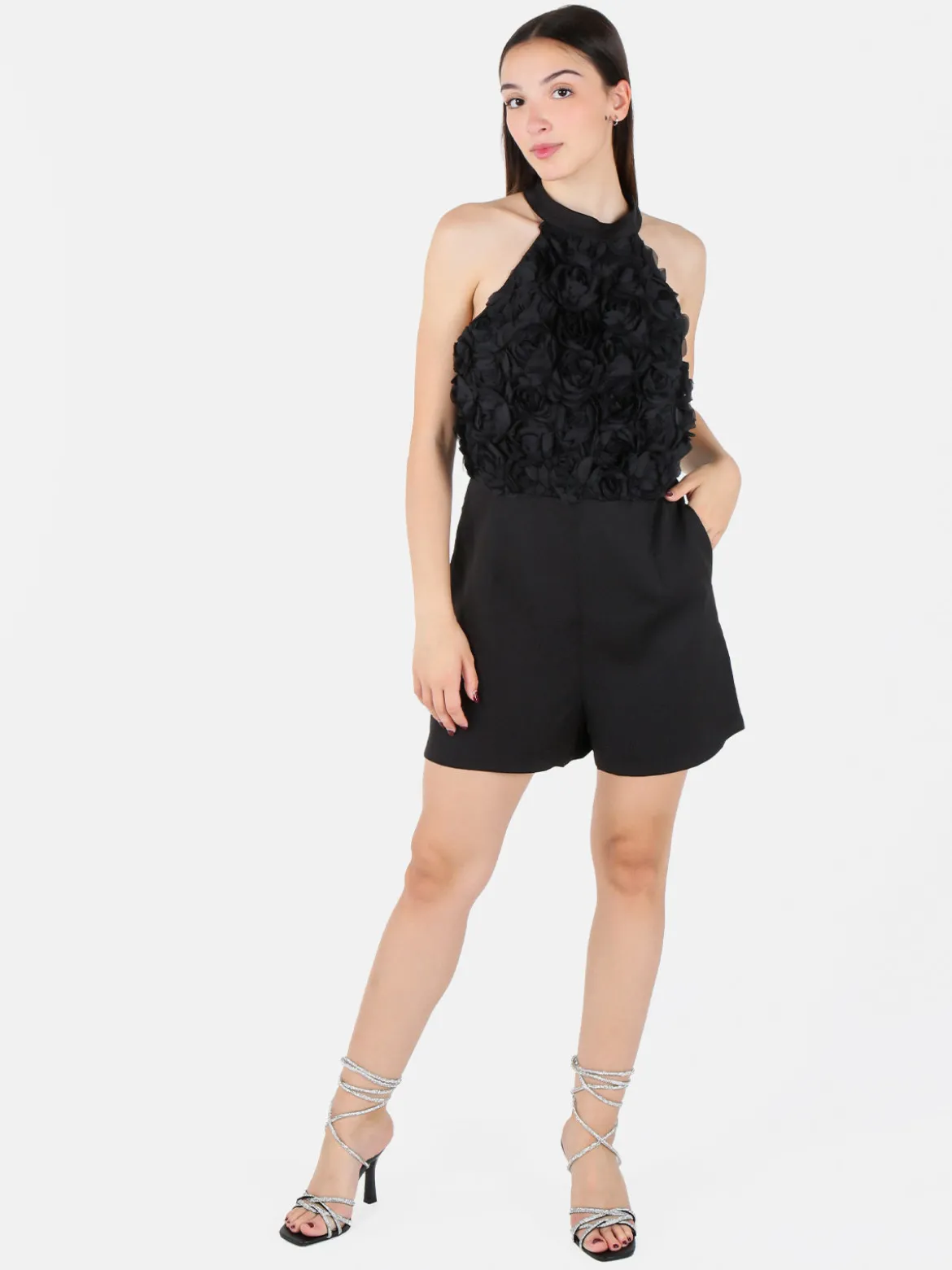 Vanita Tuta jumpsuite elegante da donna con allacciatura al collo