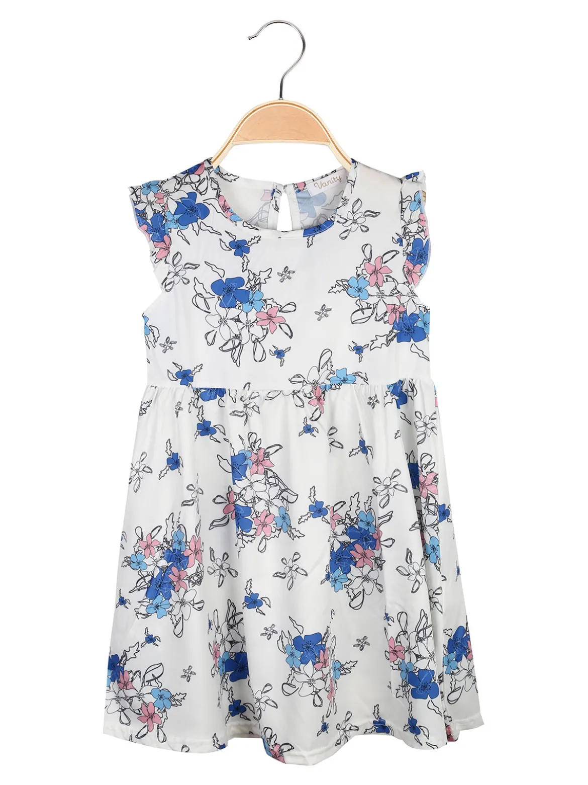 Vanity Girl'S Vestito da bambina floreale con maniche corte a volant