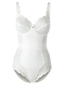 Verde Veronica AR42 Body donna con pizzo coppa C con ferretto - panna