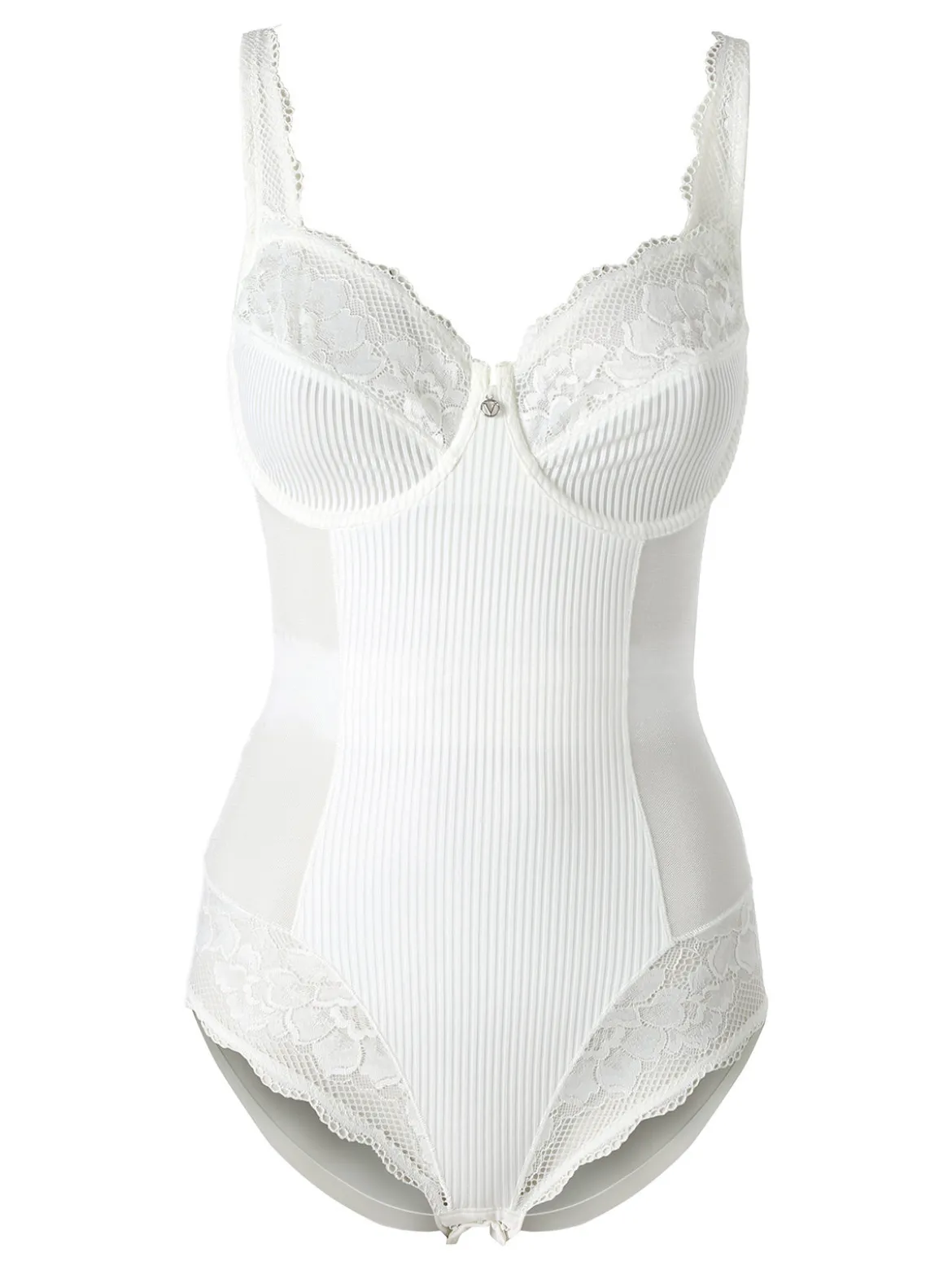 Verde Veronica AR42 Body donna con pizzo coppa C con ferretto - panna
