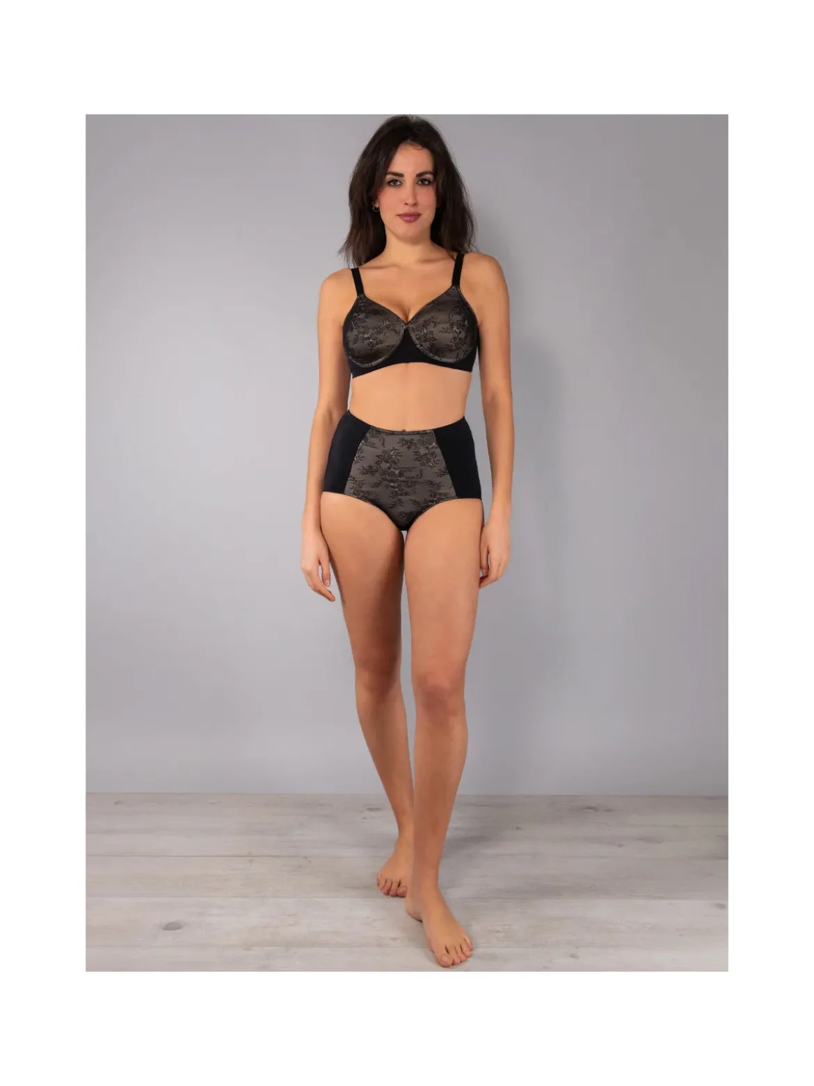 Verde Veronica DR16 Reggiseno donna imbottito senza ferretto coppa D - nero