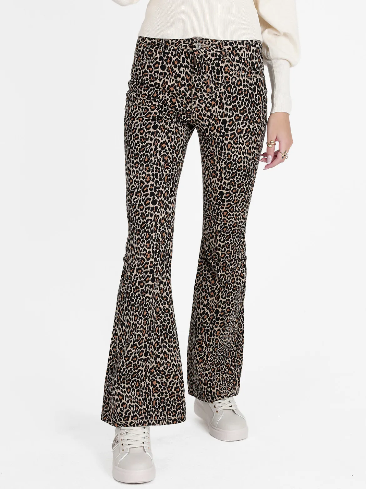 Vestella Pantaloni donna maculati slim fit a zampa