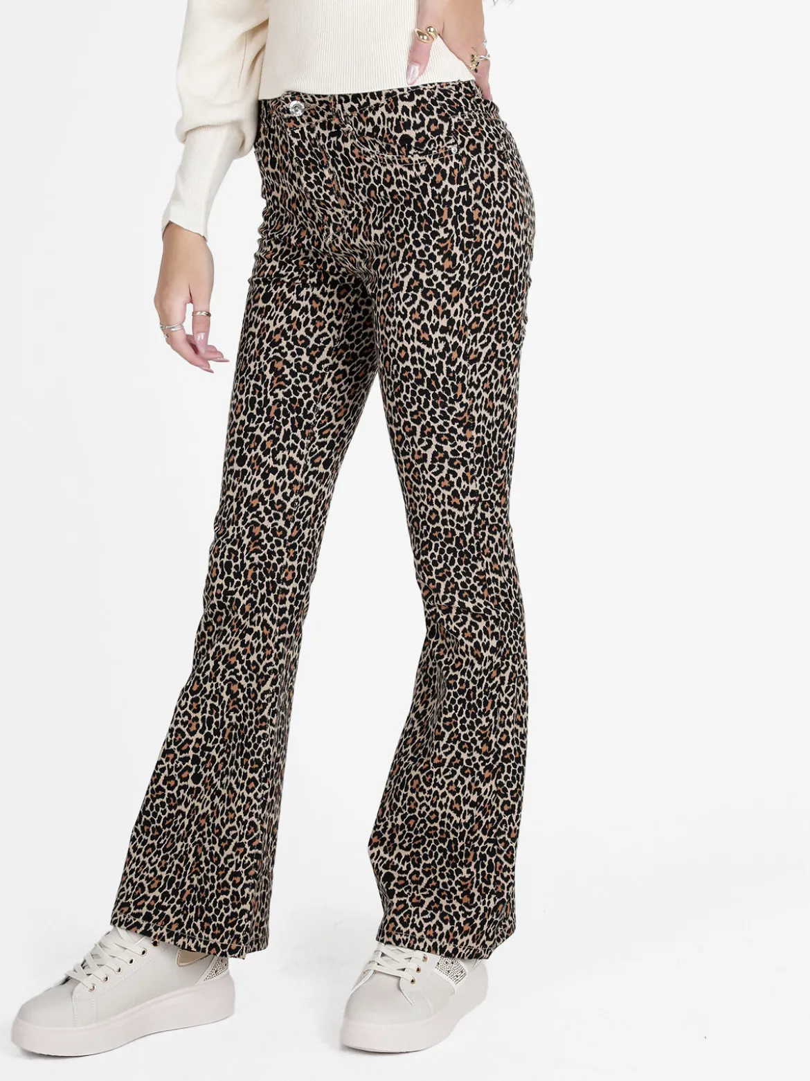 Vestella Pantaloni donna maculati slim fit a zampa