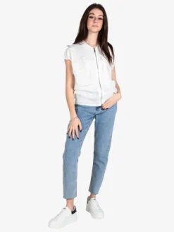 Vicbee Maglia donna senza maniche con zip e tasche