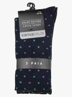 Virtus Calze lunghe uomo pois in caldo cotone. Confezione 3 paia