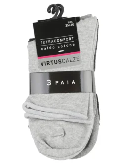 Virtus Confezione da 3 paia di calze corte donna in caldo cotone - grigio