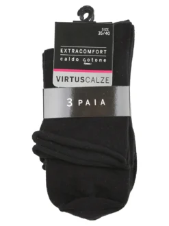 Virtus Confezione da 3 paia di calze corte donna in caldo cotone - nero