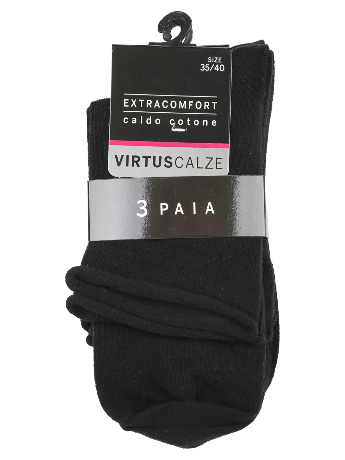 Virtus Confezione da 3 paia di calze corte donna in caldo cotone - nero
