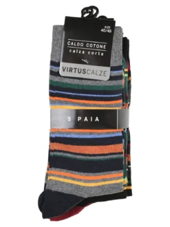 Virtus Confezione da 5 paia di calze corte uomo a righe - assortito