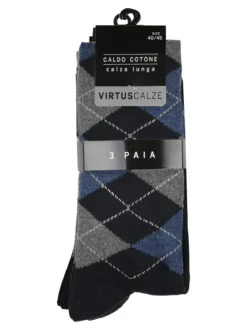Virtus Confezione da 3 paia di calze lunghe da uomo a rombi - assortito