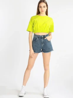 W.Angel Felpa donna cropped manica corta