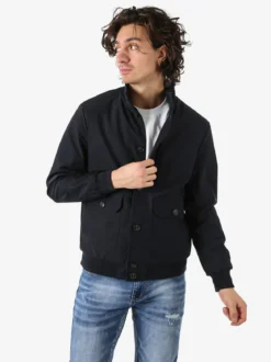 Warren Webber Giacca impermeabile da uomo con bottoni - blu scuro