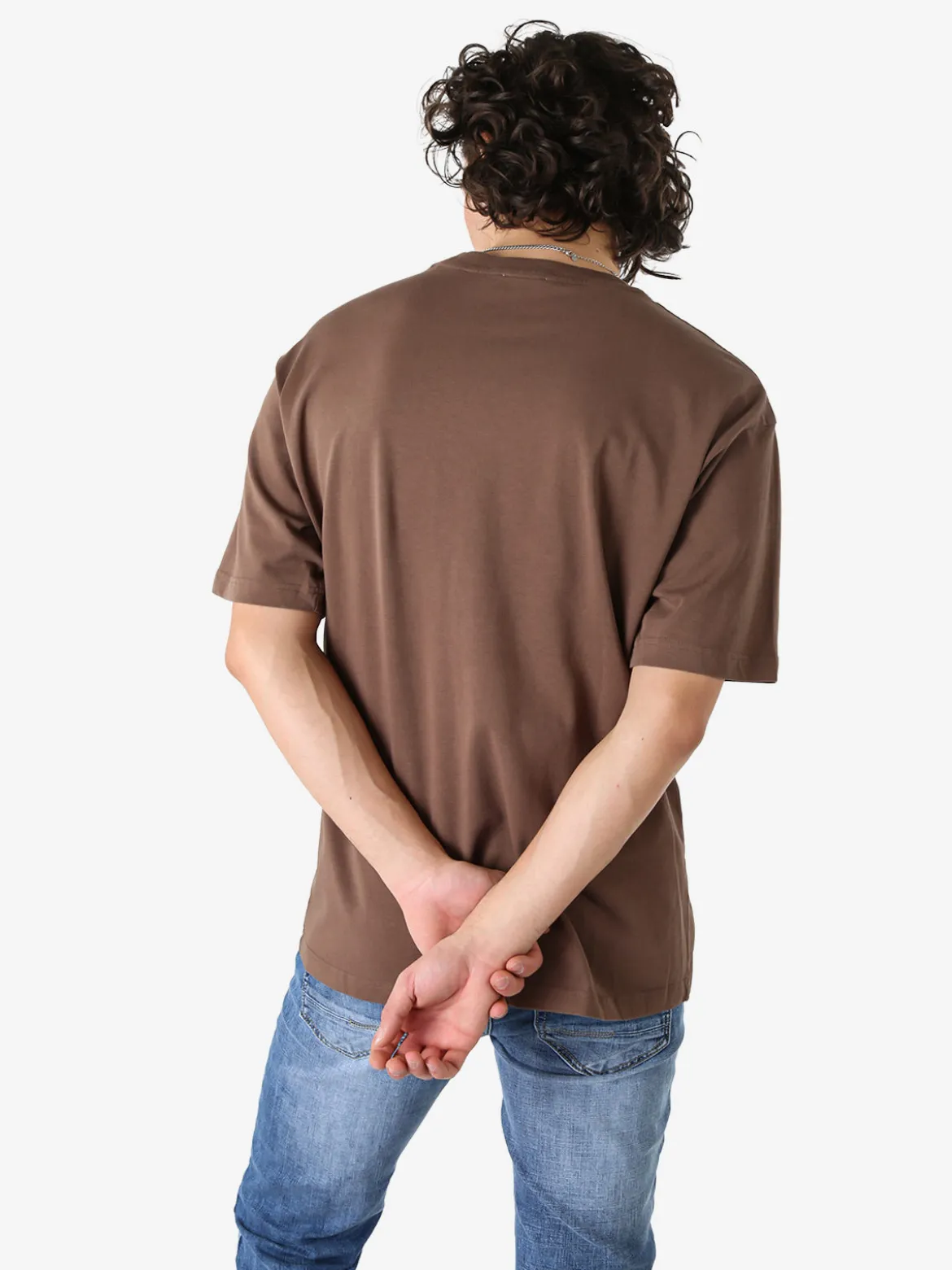Warren Webber T-shirt oversize da uomo in cotone - caffè