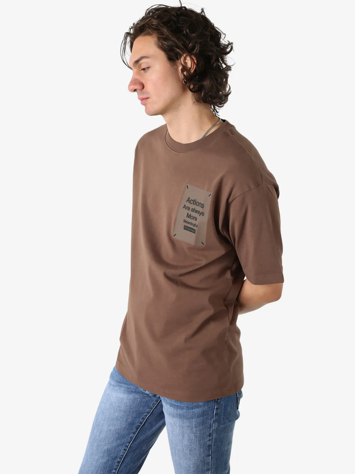 Warren Webber T-shirt oversize da uomo in cotone - caffè
