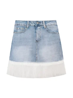 Water Jeans Minigonna in jeans con tulle