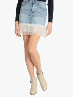 Water Jeans Minigonna in jeans con tulle