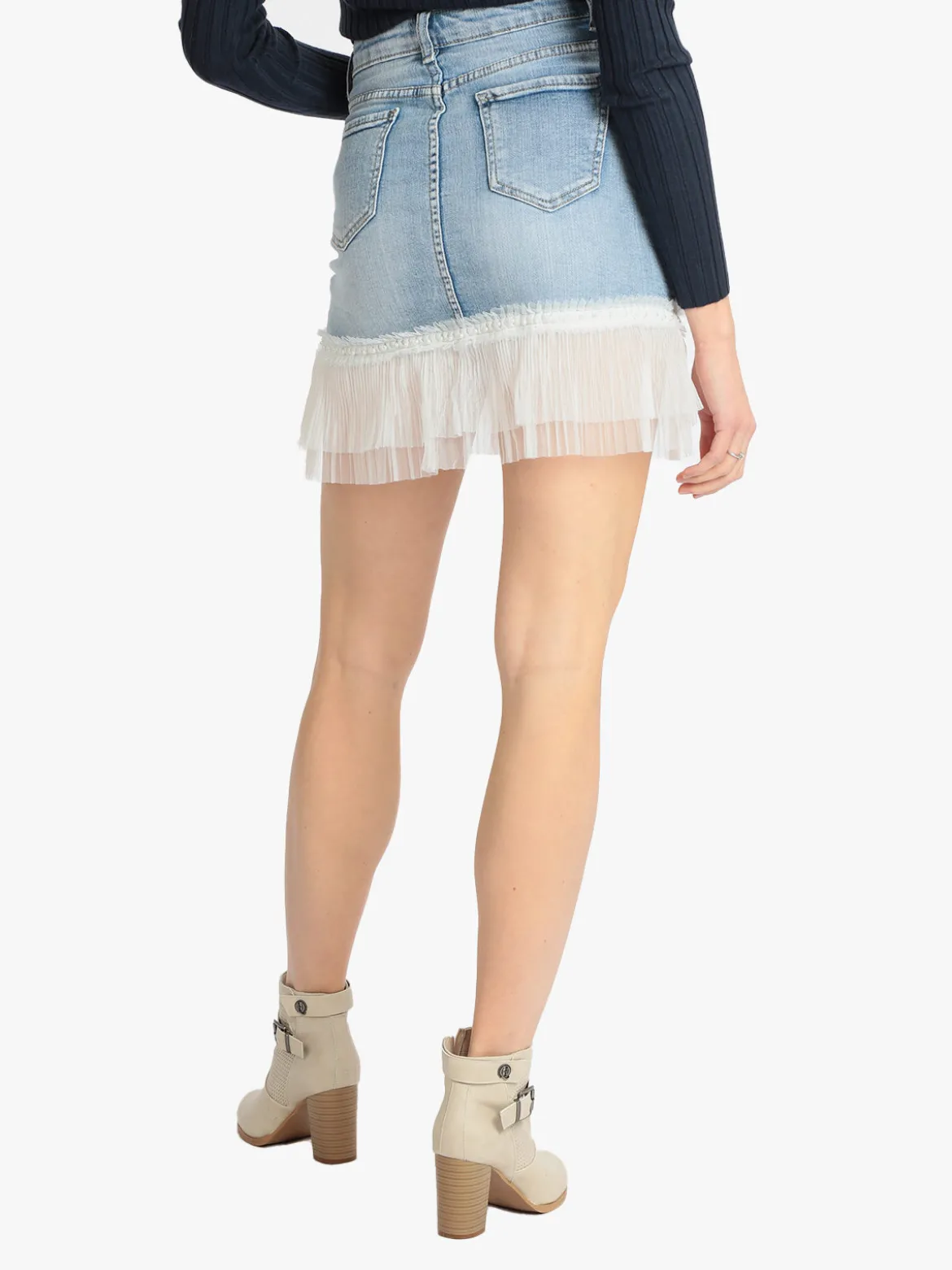 Water Jeans Minigonna in jeans con tulle