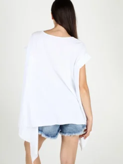 Wendy Trendy Maxi t-shirt donna asimmetrica in cotone