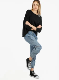 Wendy Trendy T-shirt donna a manica lunga con spacco dietro