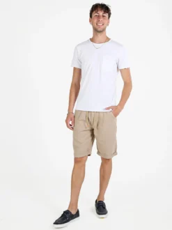 X-Cape Bermuda uomo in misto lino e cotone - beige