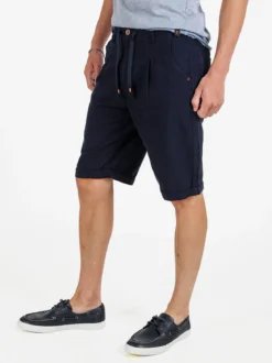 X-Cape Bermuda uomo in misto lino e cotone - blu scuro