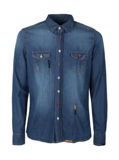 X-Cape Camicia in jeans da uomo con bottoni colorati