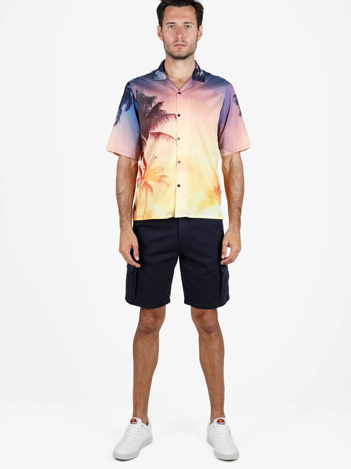 X-Cape Camicia uomo a maniche corte con stampa e scollo a V