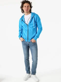X-Cape Felpa da uomo con cappuccio e zip in cotone - azzurro