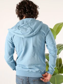 X-Cape Felpa da uomo in cotone con cappuccio e zip - azzurro