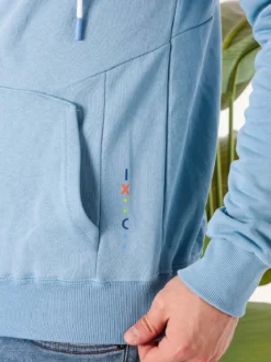 X-Cape Felpa da uomo in cotone con cappuccio e zip - azzurro