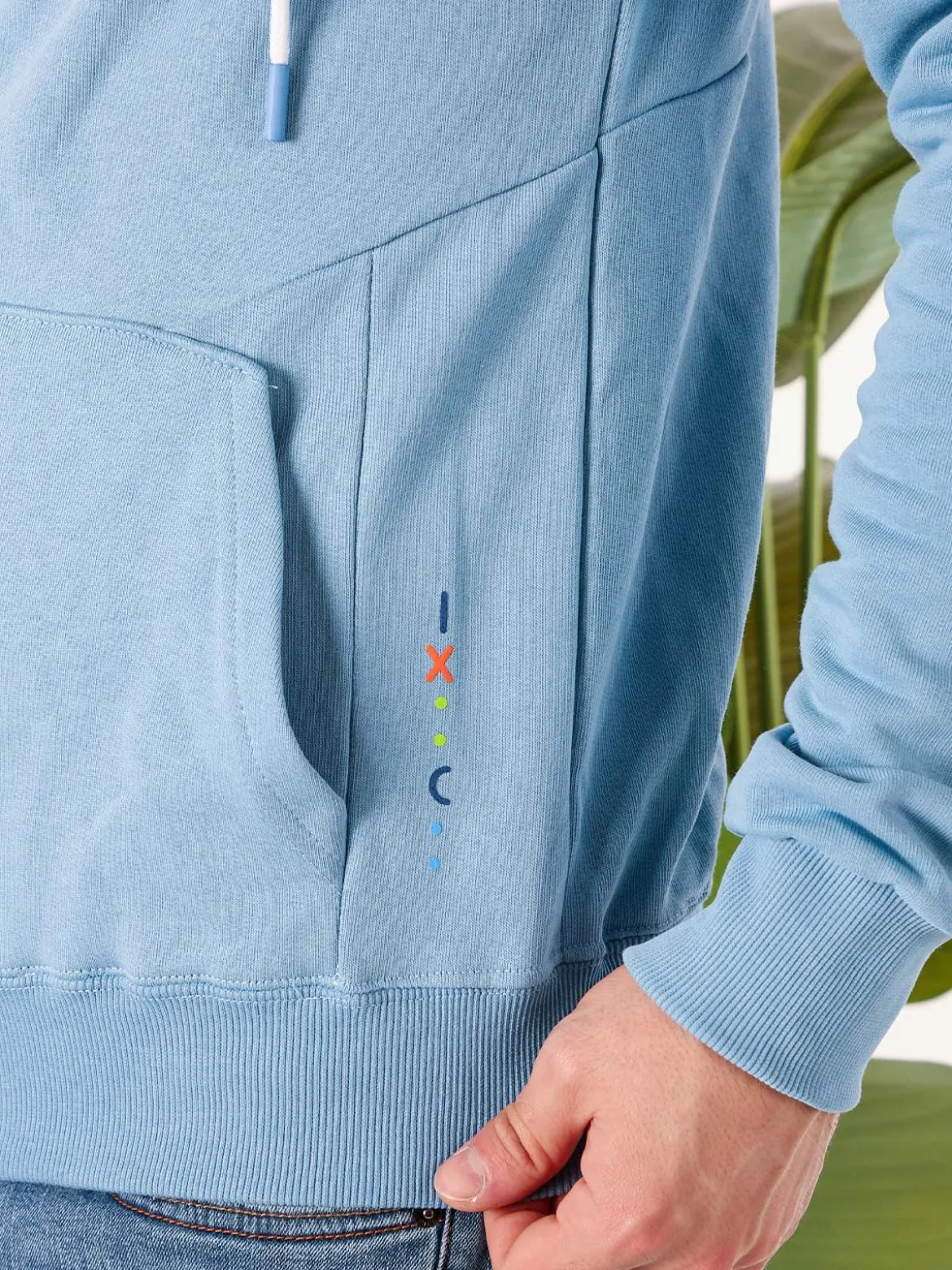 X-Cape Felpa da uomo in cotone con cappuccio e zip - azzurro
