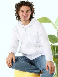 X-Cape Felpa da uomo in cotone con cappuccio e zip - bianco