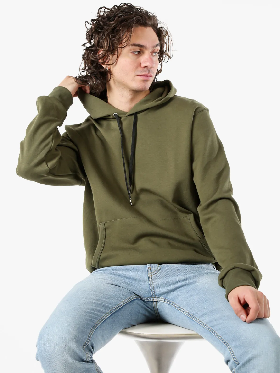 X-Cape Felpa da uomo oversize con cappuccio - militare