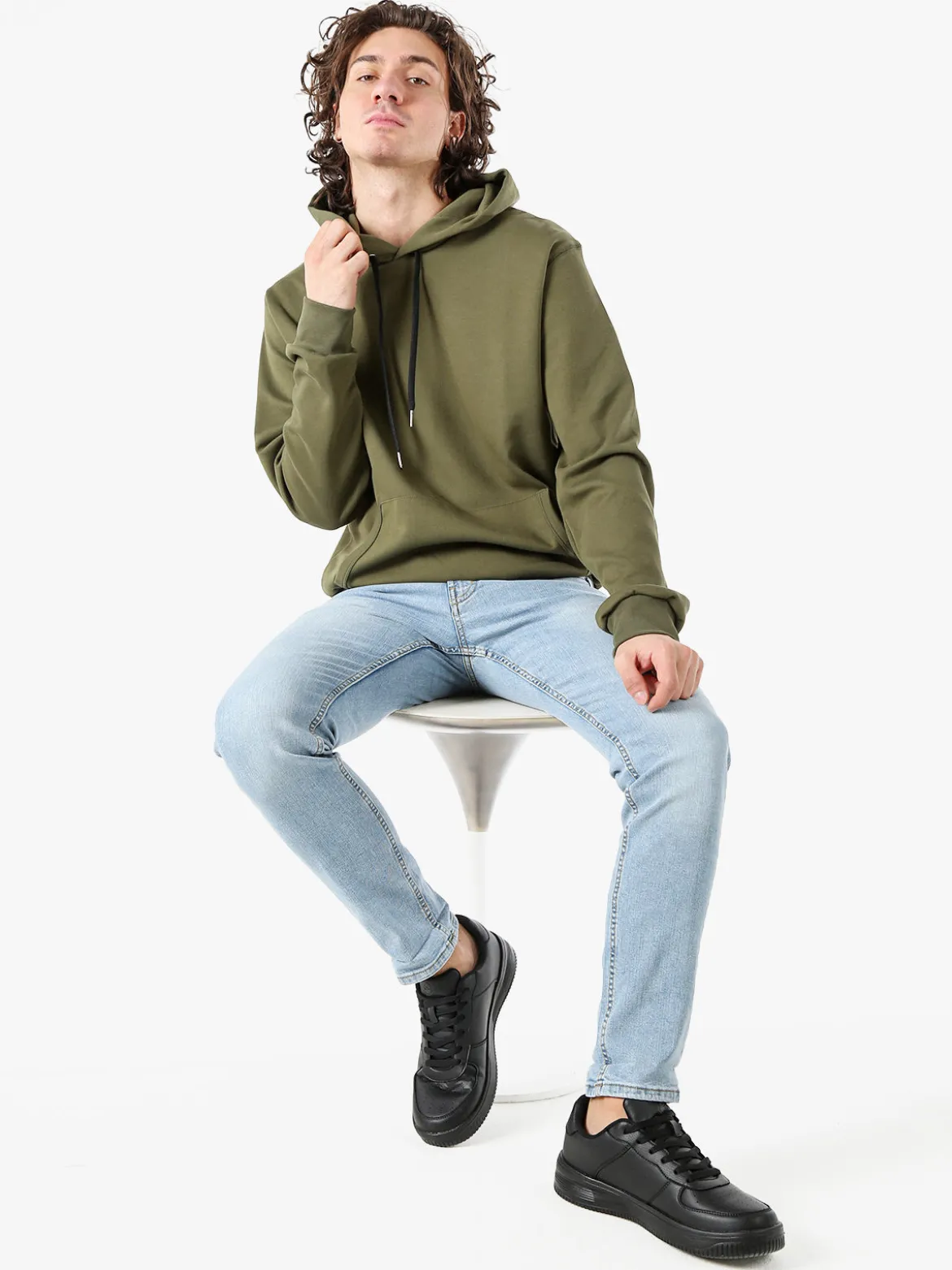 X-Cape Felpa da uomo oversize con cappuccio - militare