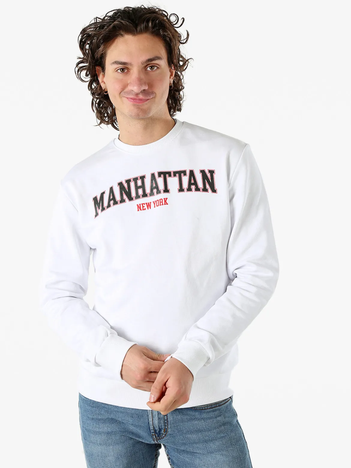 X-Cape Felpa girocollo da uomo in cotone con stampa - bianco