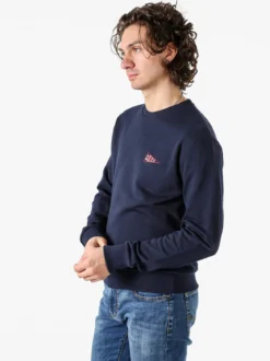 X-Cape Felpa girocollo da uomo in cotone con stampa dietro - blu scuro