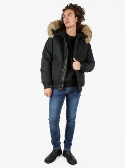 X-Cape Giubbotto uomo con cappuccio in ecopelliccia - nero