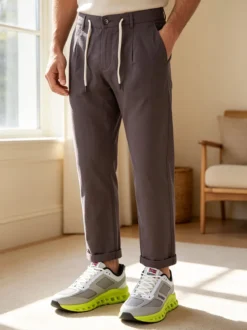 X-Cape Pantaloni da uomo in misto lino e cotone - taupe