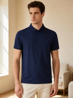 X-Cape Polo da uomo a maniche corte in tessuto tecnico - blu scuro