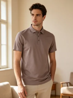 X-Cape Polo da uomo a maniche corte - taupe