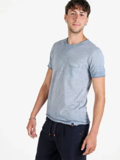 X-Cape T-shirt uomo in cotone con taschino - blu